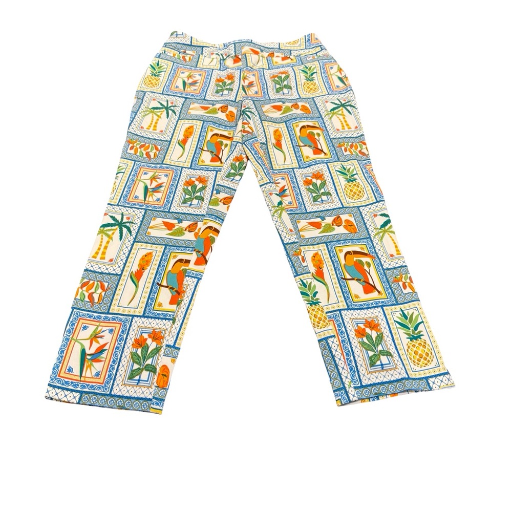 Cato Mid-Rise Crop Pants Tropical Print Rayon Blend Women’s‎ Size 4